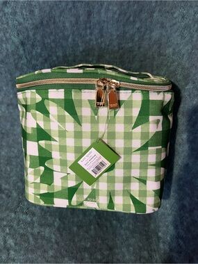 kate spade Green and White Gingham Leaf Insulated Lunch Tote